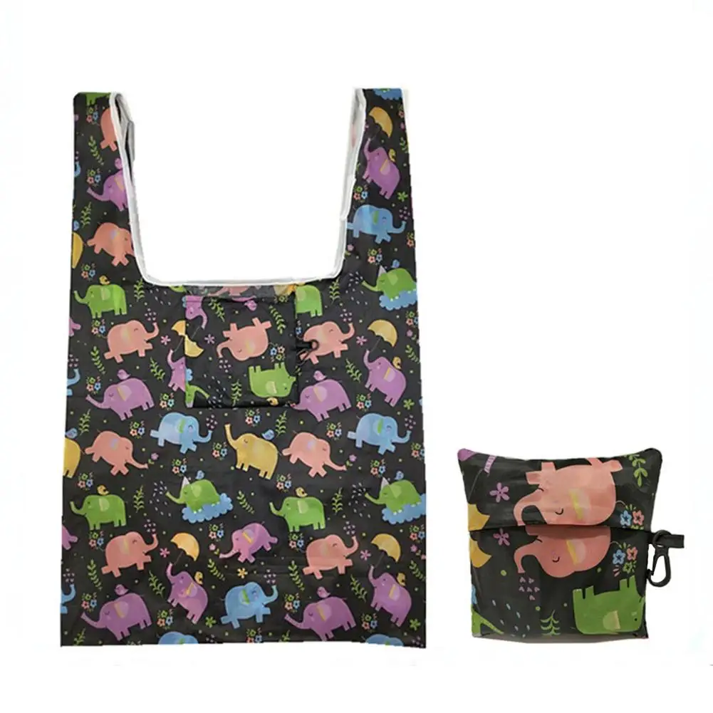 New Lady Pocket Square Shopping Tote Bag Eco-friendly Folding Reusable Portable Handbag Polyester For Floral Fruit Grocery