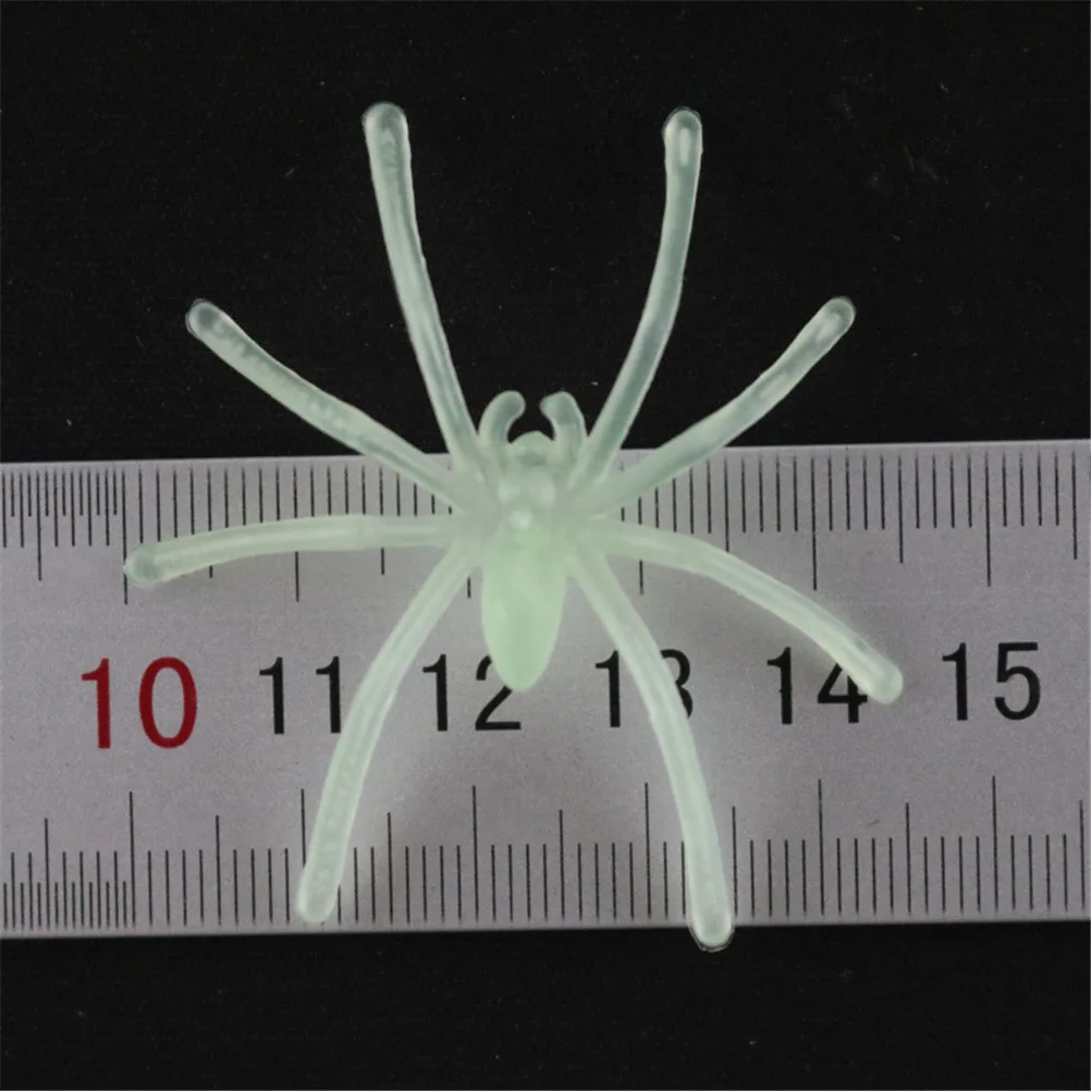 

10pcs Green Black Funny Luminous Plastic Fake Spider Trick Toy Party Halloween Haunted House Prop Decor Practical Jokes Props