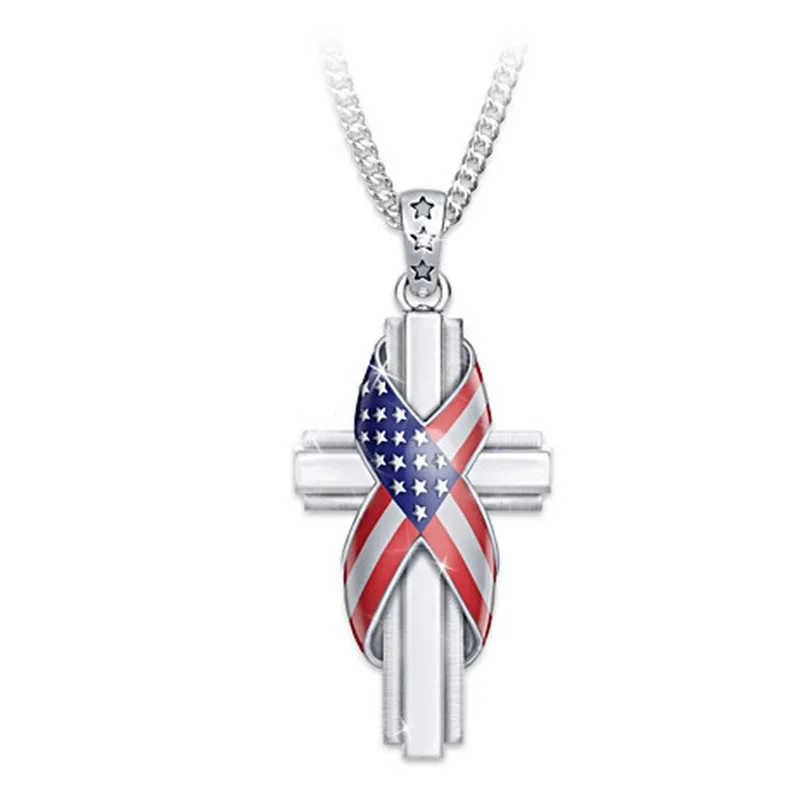 

Fashion popular simple cross patriotic flag pendant party holiday gifts men and women commemorative gifts wholesale