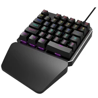 HXSJ J100 Keyboard Keys Single Hand USB Wired Backlit Mechanical Gaming One-Handed Metal Panel RGB Backlit Keyboard