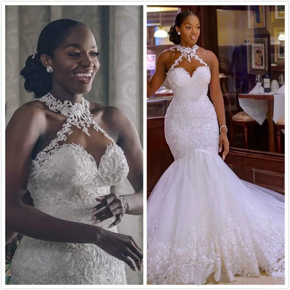 

2021 арабское Aso Ebi, винтажное кружевное свадебное платье с бисером, блестящее женское платье с вырезом