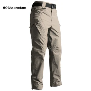 Быстросохнущие Стрейчевые брюки-карго, мужские уличные военные водонепроницаемые тактические брюки IX9, мужские гибкие легкие длинные брюки