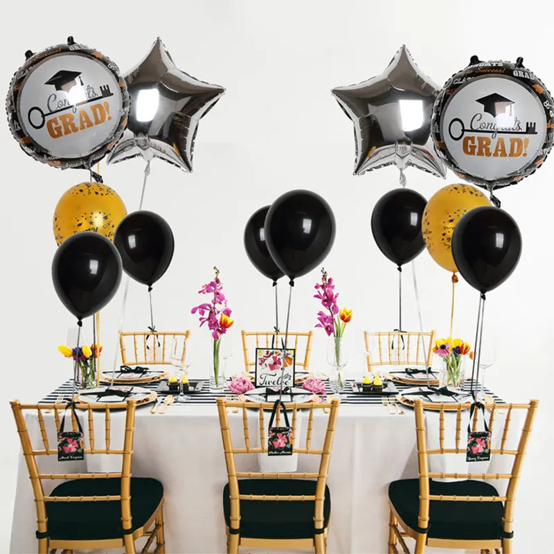 Латексные черные и сипечень шары Выпускной вечеринки декоративная фотобудка