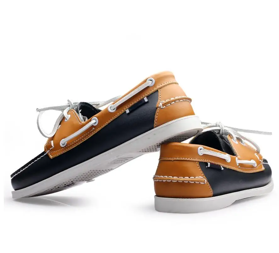 Genuine Leather Men Boat Shoes Luxury brand Design Hand Sewing Slip-On Mens Loafers Casual Driving Moccasins Business | Обувь