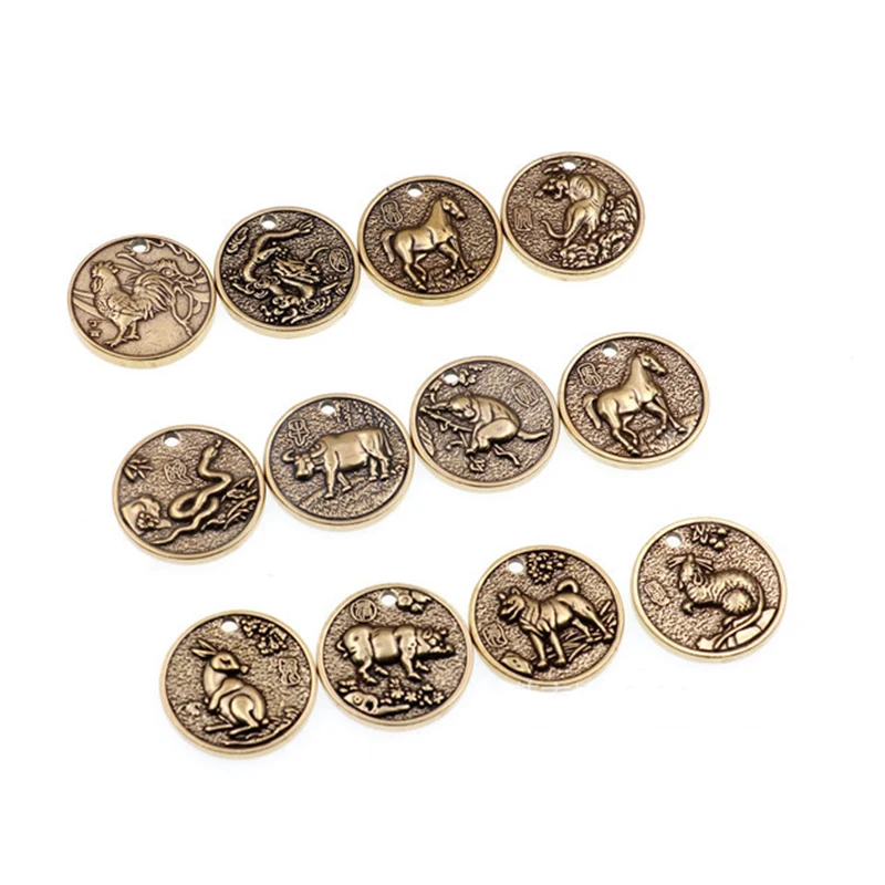 1 шт Твердый латунный брелок подвеска высокое качество китайский знак зодиака