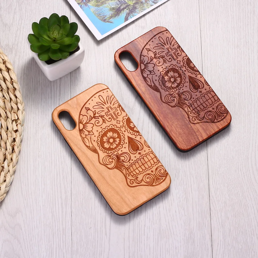 Mexican skull Vintage Floral Engraved Wood Phone Case Coque Funda For iPhone 12 6S 6Plus 7 7Plus 8 8Plus XR X XS Max 11 Pro | Мобильные