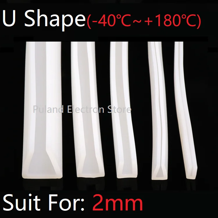 

U Shape Seal Strip 2mm Channel Silicone Rubber Wrap Slid Window Car Door Shower Frameless Glass Edge Weatherstrip Soft Protect