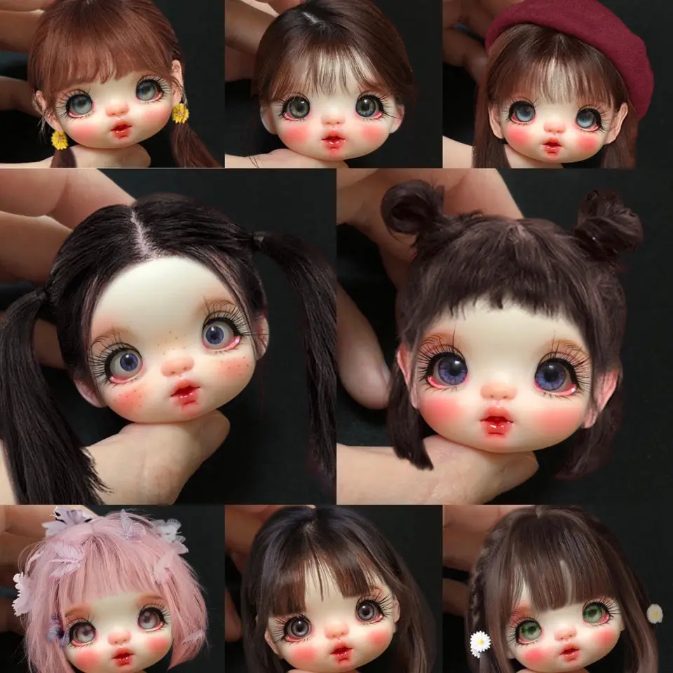 

New 1/8 BJD Doll Cute DIY Hand Make Up Dolls Accessories Lucky Bald Head With 3D Eyes Doll Head Children's Toys Send Doll Body