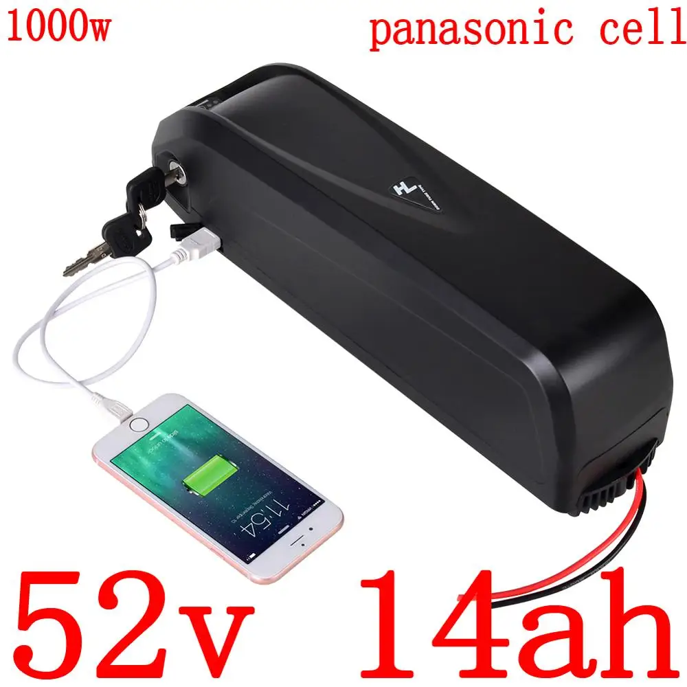 

52V 14AH electric bicycle battery 51.8V 10.5ah 14ah 17ah lithium ion battery use sanyo cell for 48V 500W 750W 1000W ebike motor