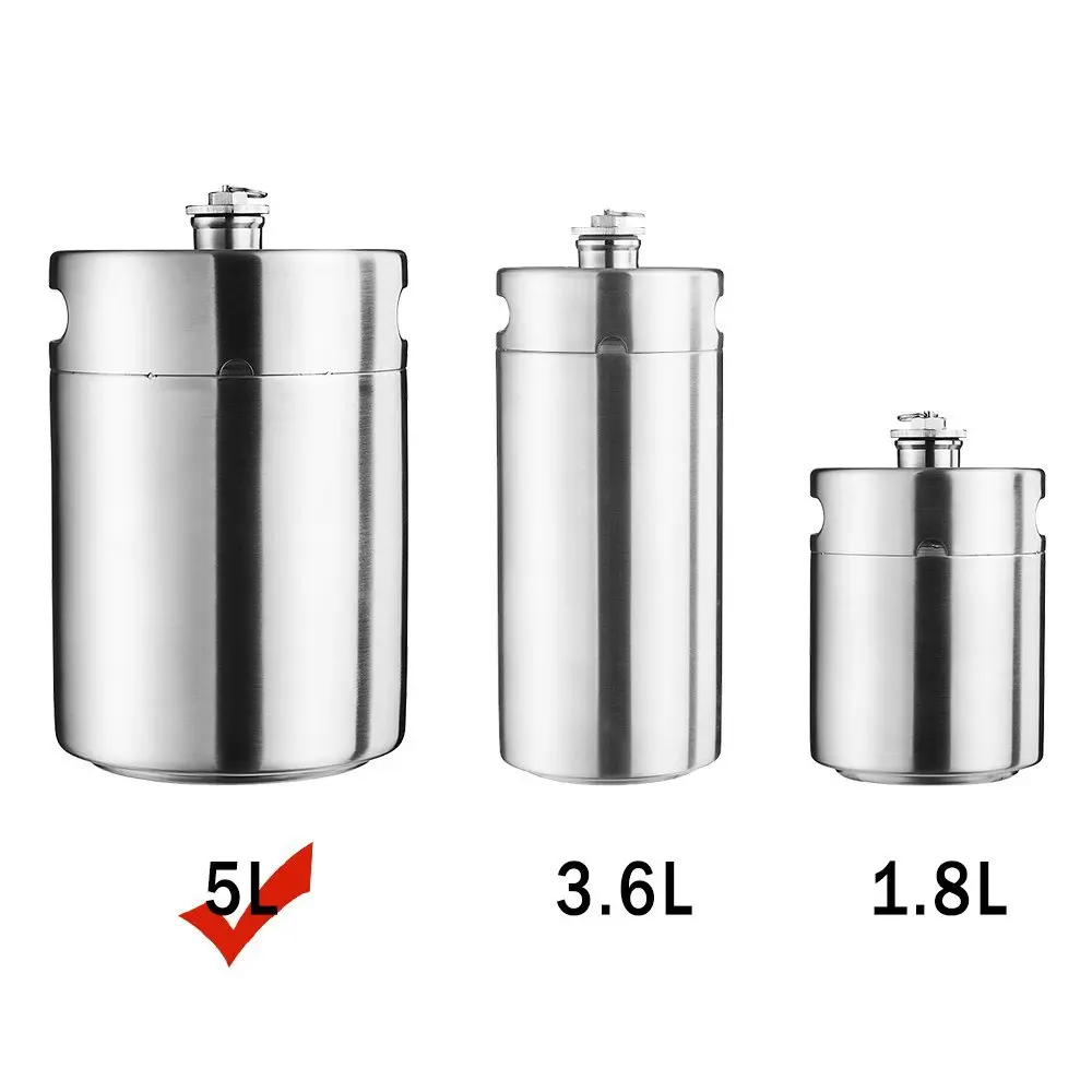 

2L/3.6L/5L//8L/10L Mini Stainless Steel Beer Keg Beer Growler Portable Keg Home Brewing With Pressure Relief Valve