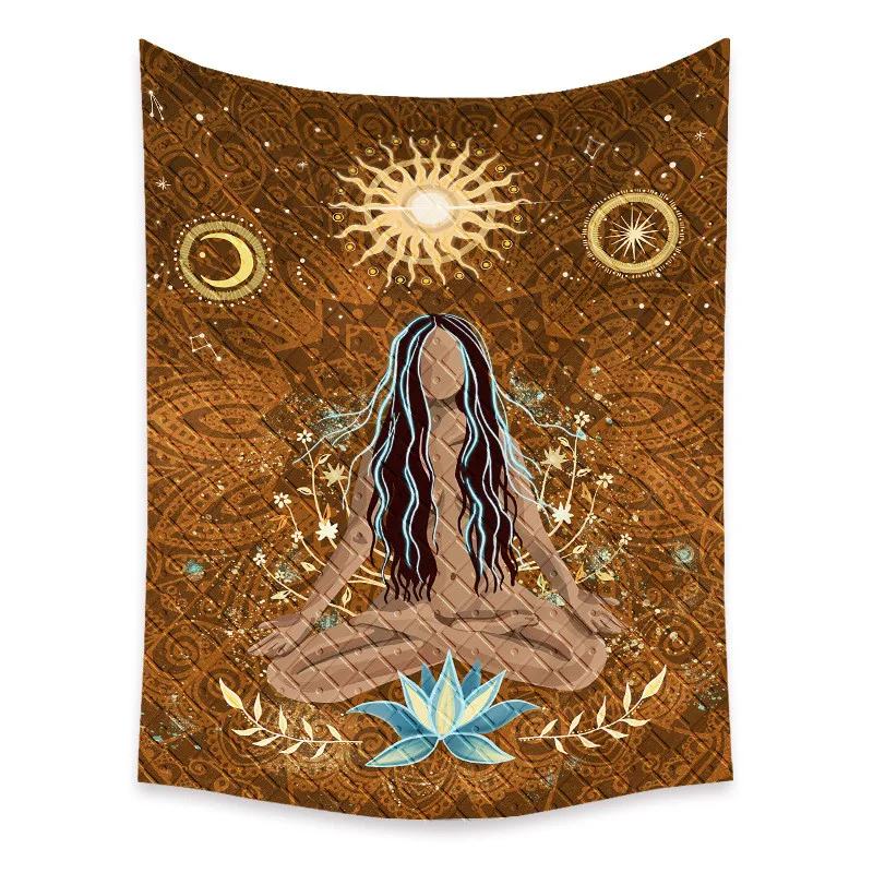 

Fashion Print Tapestry Bohemian Girl with Long Hair Wall Hanging Decoration Mandala Wall Art Decoration