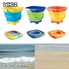 Пляжные игрушки, рыболовные ведра, Складные ведра для детей, многофункциональные силиконовые песочные ведра для кемпинга, квадратное ведро для кемпинга