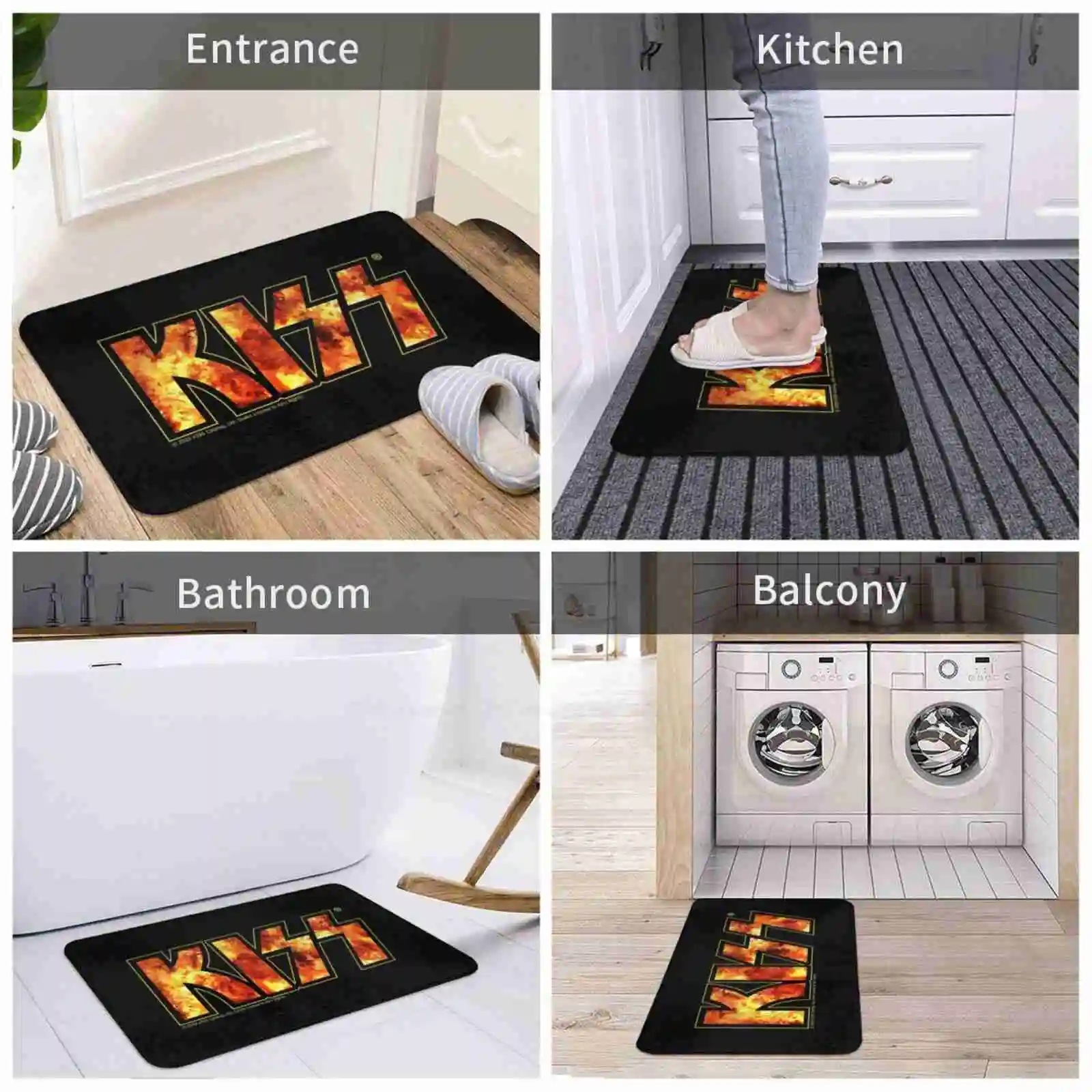 Коврик для ног с логотипом Kiss Band Fire домашний коврик поцелуй художественный