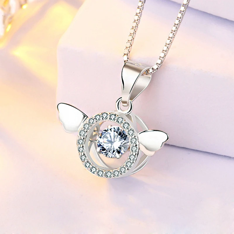 Женское колье с подвеской в виде крыла ангела из серебра 925 пробы | Украшения и