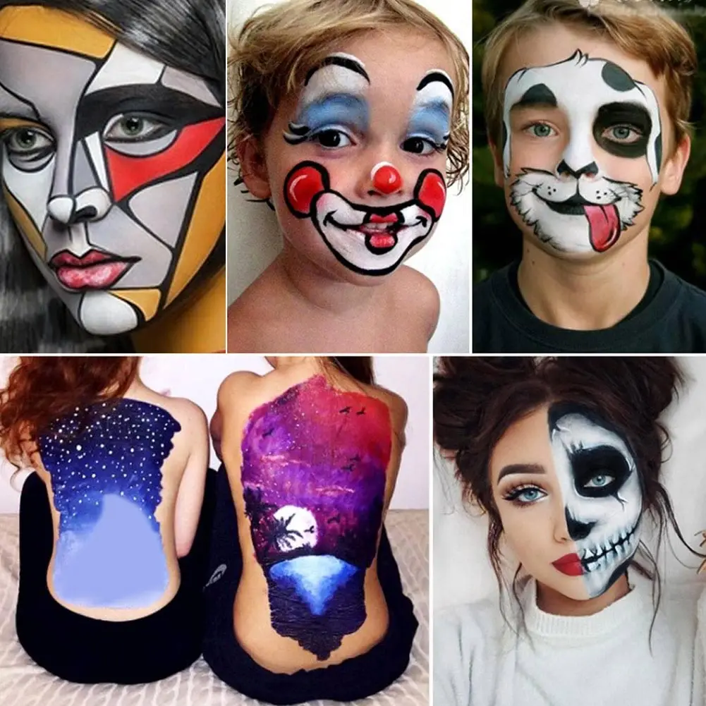 

12 Colors Face Body Paint Oil Art Make Up with 6pcs Pen Halloween Party Kit ZG88