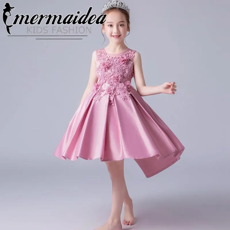 Платье со шлейфом и цветочным рисунком детское платье принцессы для девочек