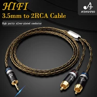 ataudio hifi 3 5mm to 2rca cable high end silver plated pc mobilephone amplifier interconnect 3 5 jack to rca cable