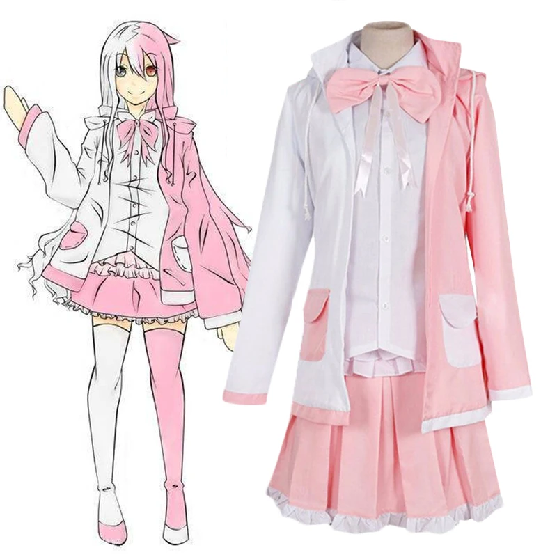 Danganronpa 2 Monomi Pink White Rabbit Uniform Anime Dangan Ronpa Cosplay Costumes Synthetic Hair Halloween Dress up C120K217