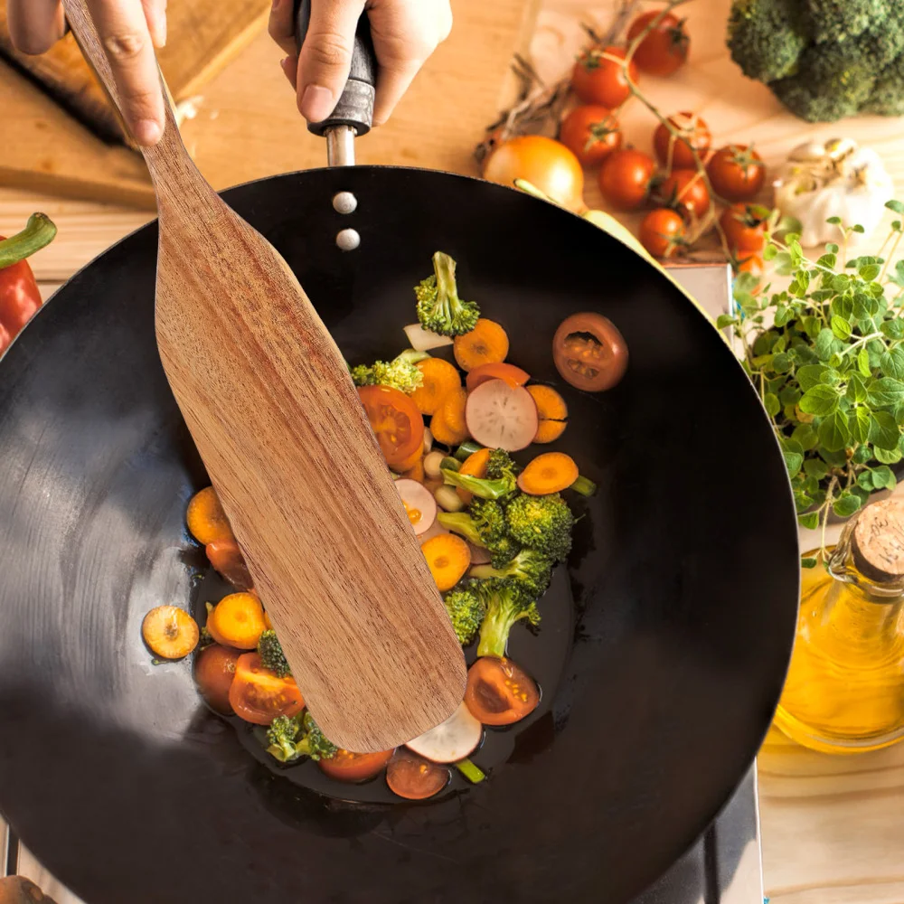 

4pcs Wood Kitchen Turner Spatula Mixing Holder Cooking Utensils Dinner Shovel