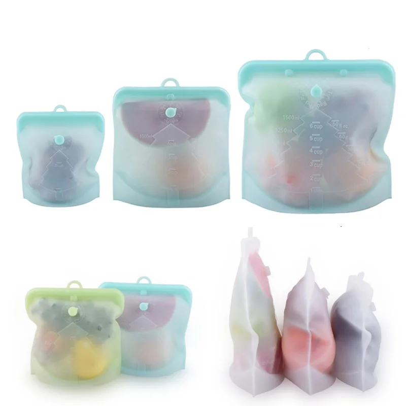 Многоразовая Пищевая силиконовая сумка герметичные контейнеры для хранения еды