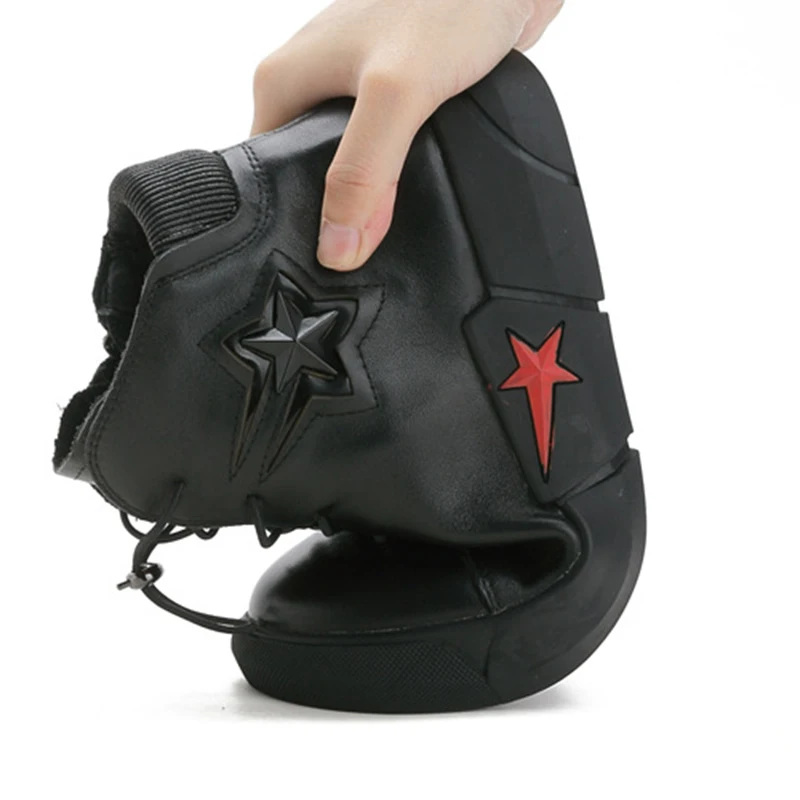 Женские высокие кроссовки на платформе SWONCO черные повседневные из натуральной