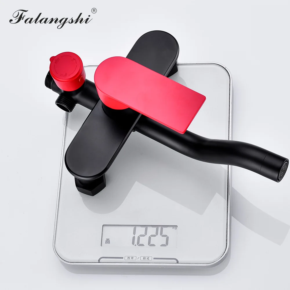 Душевой набор с дождевой насадкой для ванной черный и красный настенная Душевая