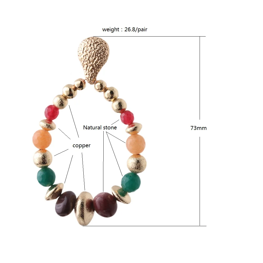 NeeFu WoFu Charm Earring Woman Drop Natural Stone Crystal Dangle Zinc Alloy Large Long Brinco Manual Ear Accessories Oorbellen | Украшения