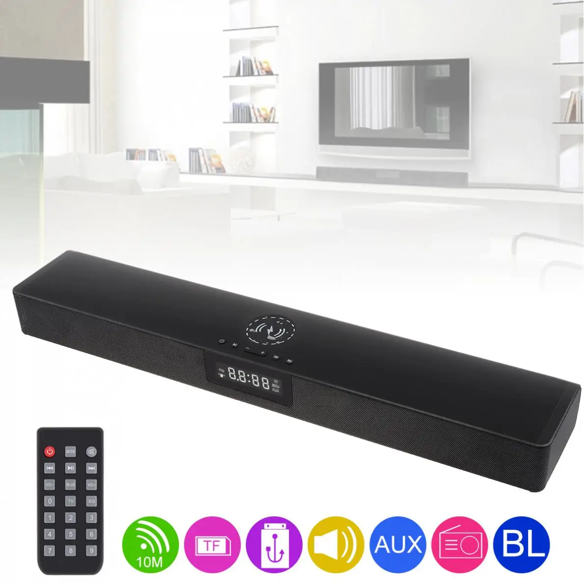 Rsionch Саундбар домашний кинотеатр Bluetooth динамик сабвуфер ТВ ПК Беспроводная