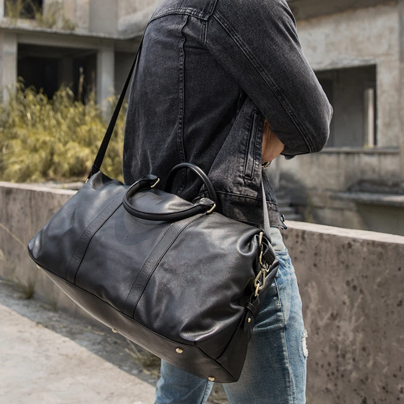 Мужская Дорожная сумка из натуральной кожи спортивный чемодан для путешествий