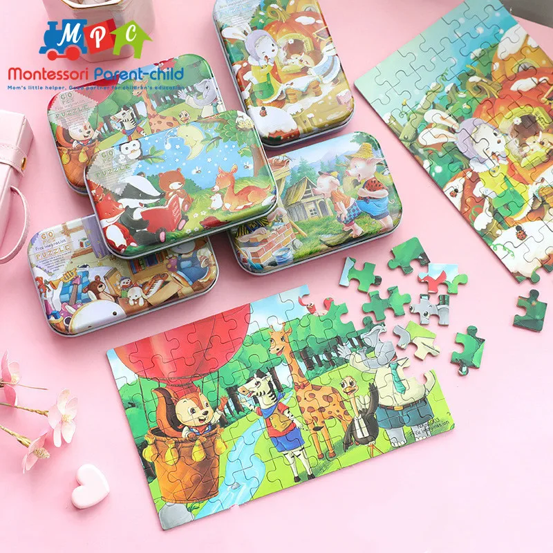 60 штук детский креативный пазл Монтессори детская развивающая игрушка тигр
