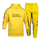 Мужской спортивный костюм в стиле Харадзюку, спортивный костюм из свитшота и брюк с принтом в стиле пэчворк, спортивная одежда для бега, Осень-зима 2021