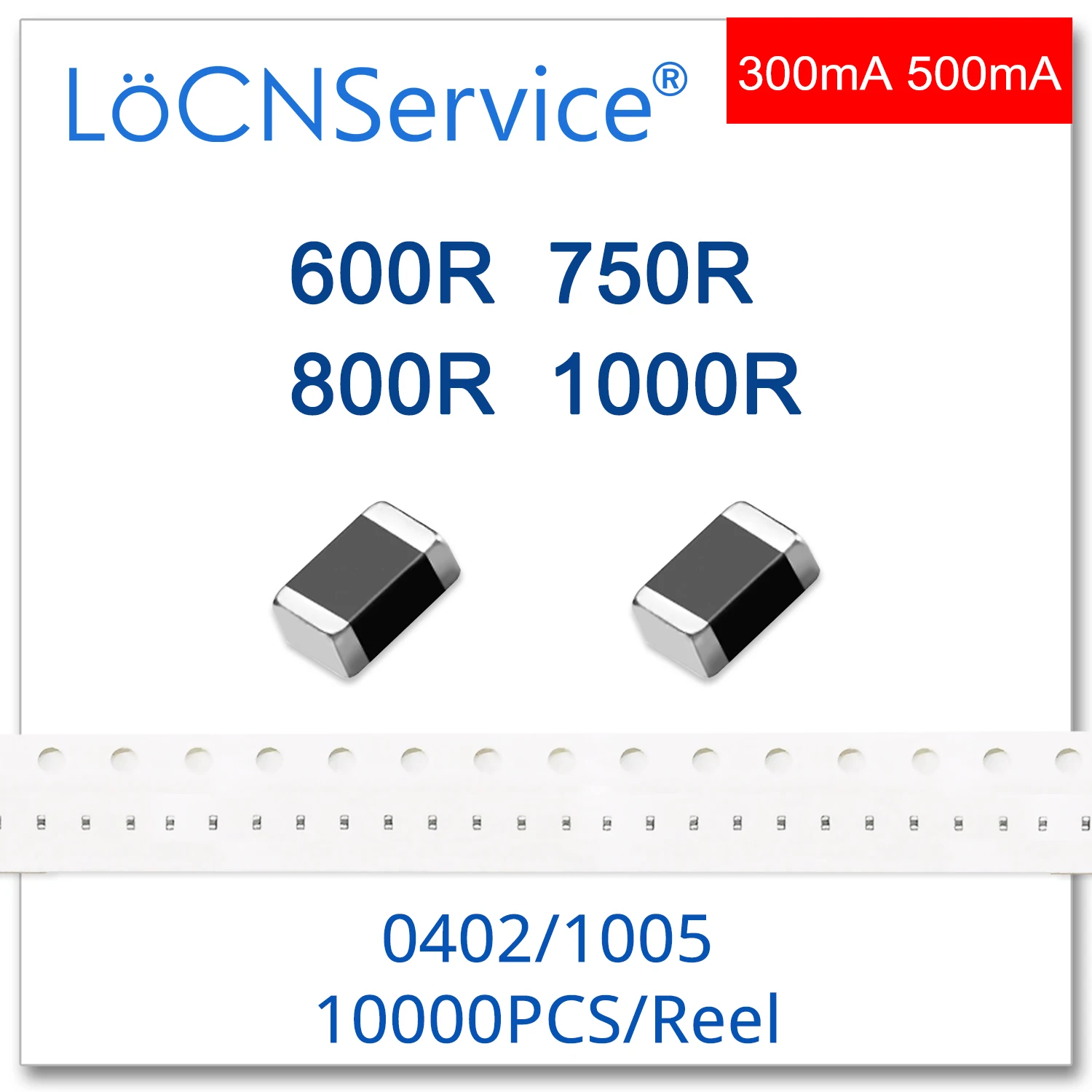 LoCNService 0402/1005 100 МГц 10000 шт. 300mA 500mA 600R 750R 800R 1000R Многослойные чип ферритовые 25%
