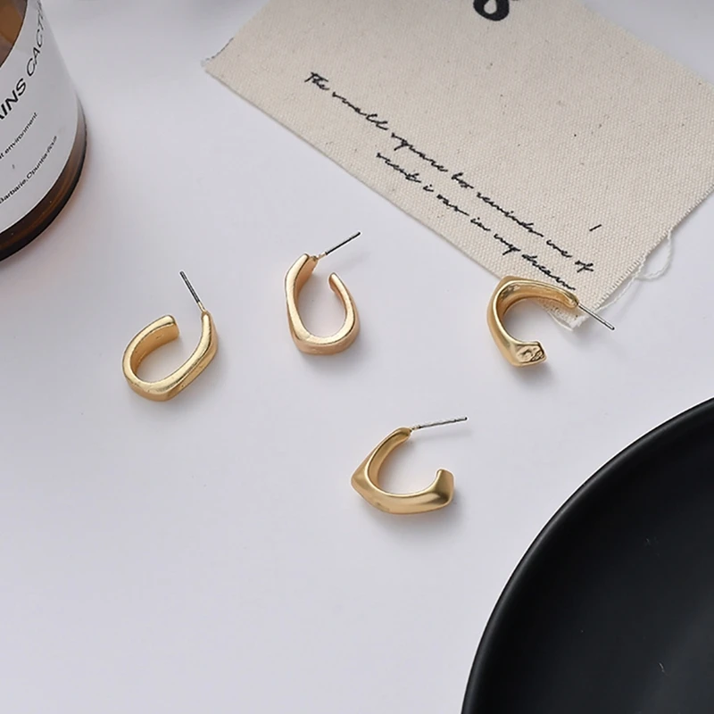 Высокое качество Геометрические Квадратные позолоченные серьги гвоздики для