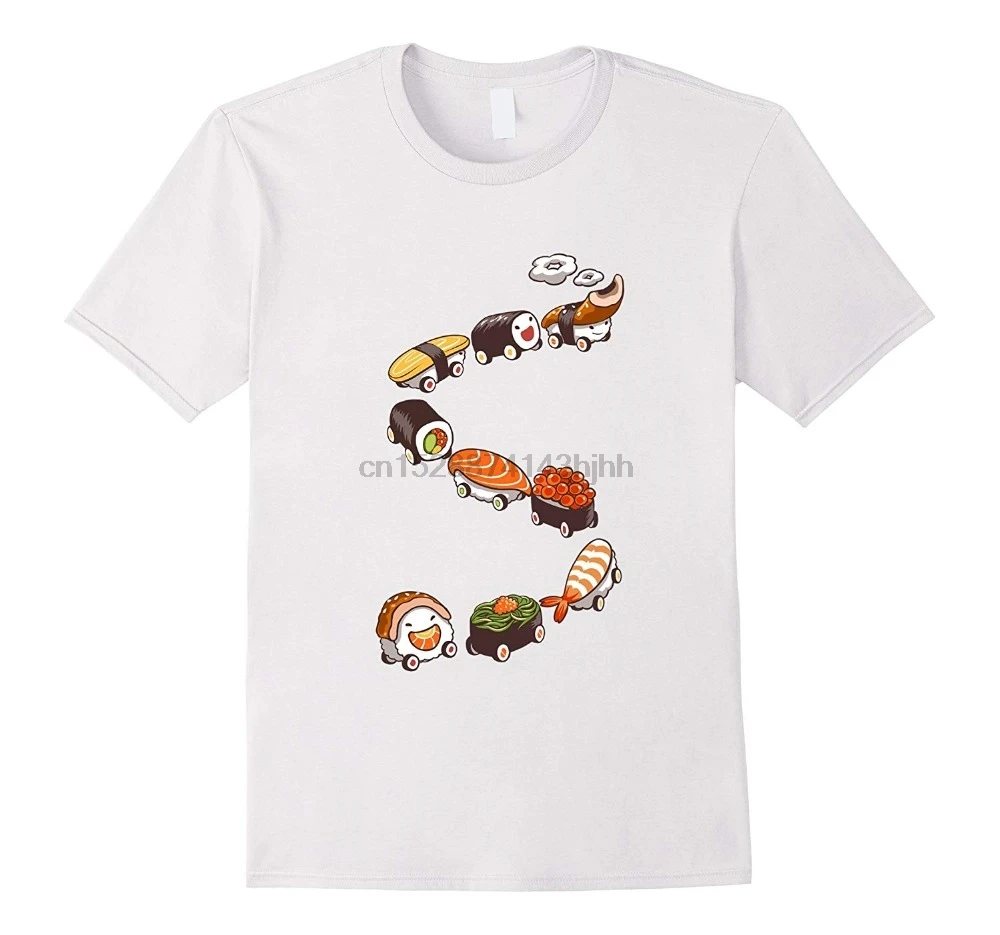 Новое поступление Мужская футболка с суши поездом японский гурман икура ролл хип