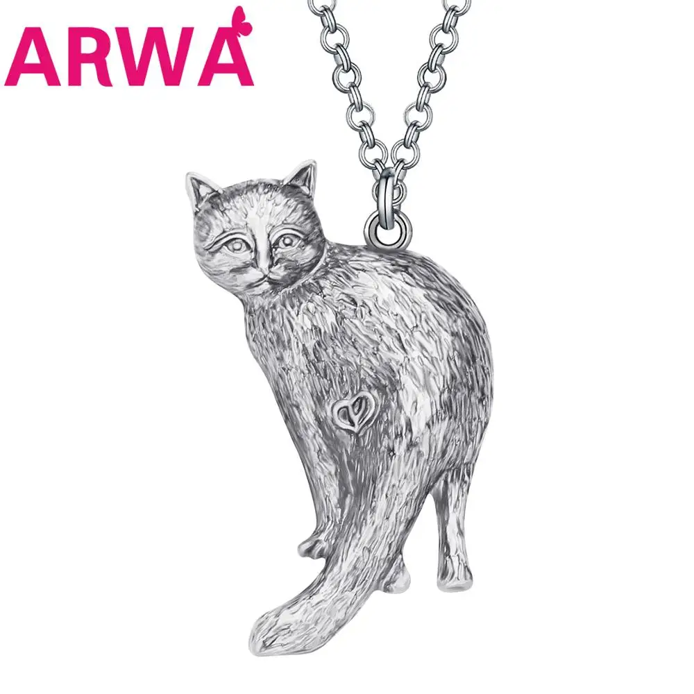ARWA сплав антикварный элегантный покрытый серебром Кот ожерелье с котенком кулон