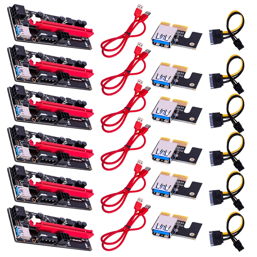 Новый 6 шт. VER009 USB 3 0 PCI-E Riser VER 009S Express 1X 4x 8x 16x расширитель переходника карта SATA 15pin до