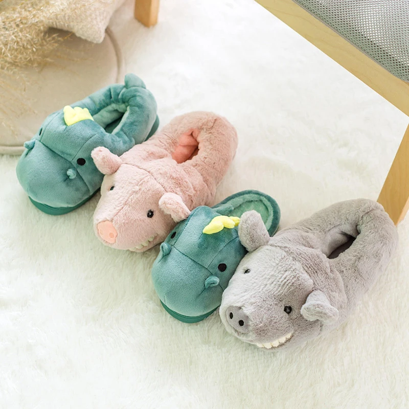 

Lovely pig winter warm fuzzy cotton slippers women's indoor non-slip and fuzzy warm cotton girl adlut shoes