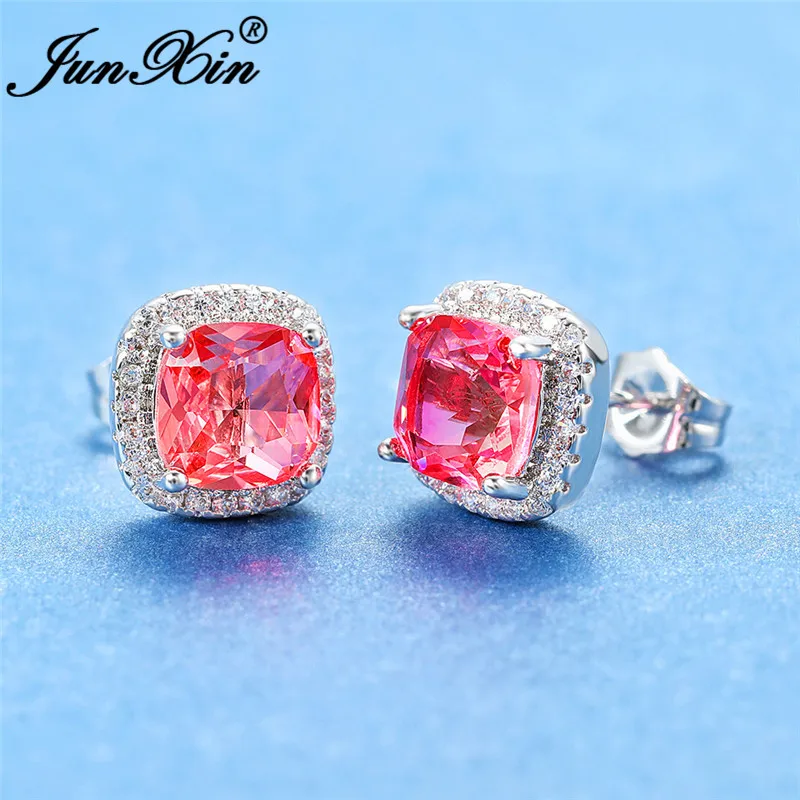 Для девочек милый розовый желтый Градиент Радуга кристаллические серьги из