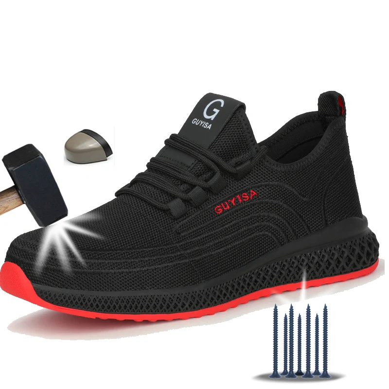 

Manlegu Air Mesh Steel Toe Work Shoes Breathable Working Shoes Man Safety Lightweight Puncture-Proof Safety Boots Dropshipping