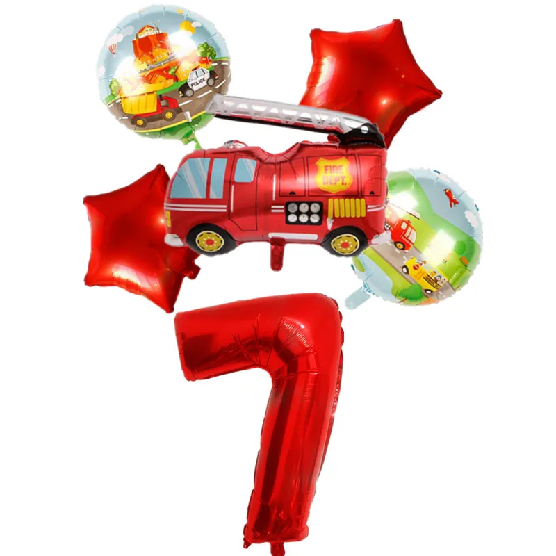 Воздушные шары автомобили для малышей с изображением пожарной машины конфетти