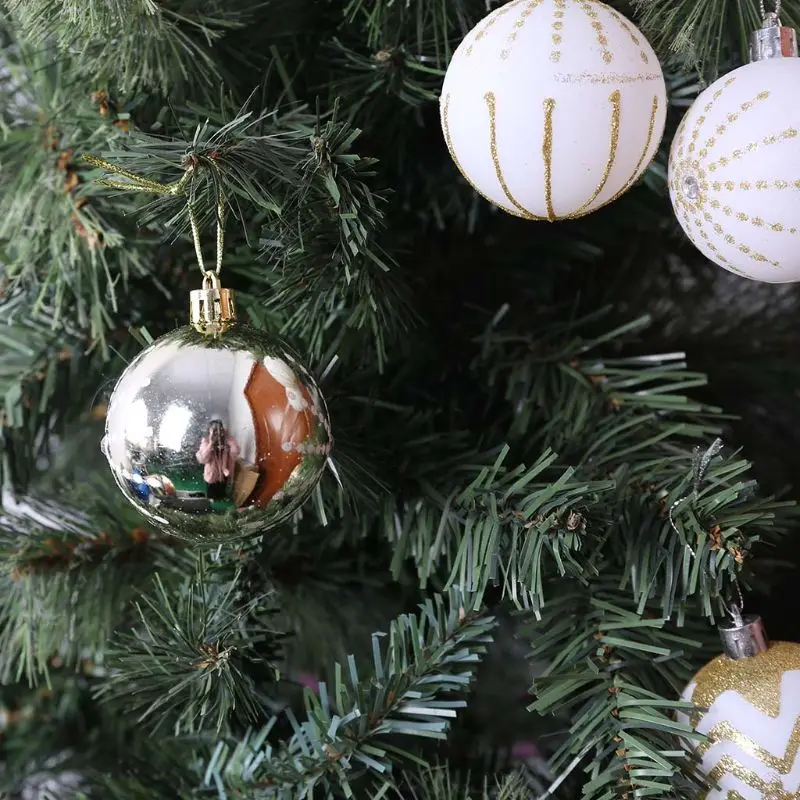 

24Pcs white gold Mixed Christmas Tree Decor Balls Xmas Party Hanging Ball