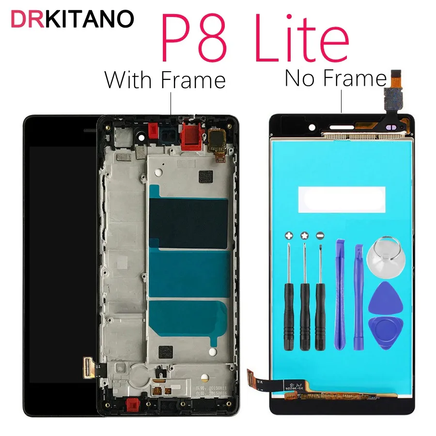Для Huawei P8 Lite ALE-L21 ЖК-дисплей Дисплей Сенсорный экран дигитайзер с рамкой P8Lite ALE-L04 сменный экран для Huawei P8 Lite ЖК-дисплей