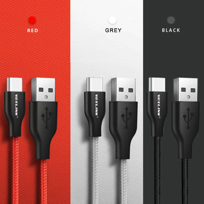 VOXLINK USB Type C USB 2.4A Cable USB C Type-C Sync & Charge Cable for Huawei P20 Mate20 OnePlus 2 ZUK Z1 LG G5 Xiaomi 8SE HTC10