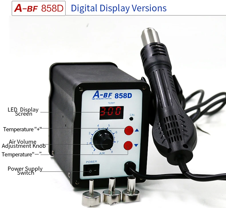 A-BF 858/858D фена паяльная станция цифровой дисплей умный свинцово-полностью разбирается сварочный стол инструмент для технического обслуживания