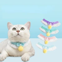 cat handmade crochet wool collar knitting scarf cat bib adjustable british shorthair collar with cherry ball pet diy accessories