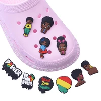 1pcs soft pvc croc shoe charms black kid jibz accessories deecoration black lives metter clog shoe button charm for kid gift