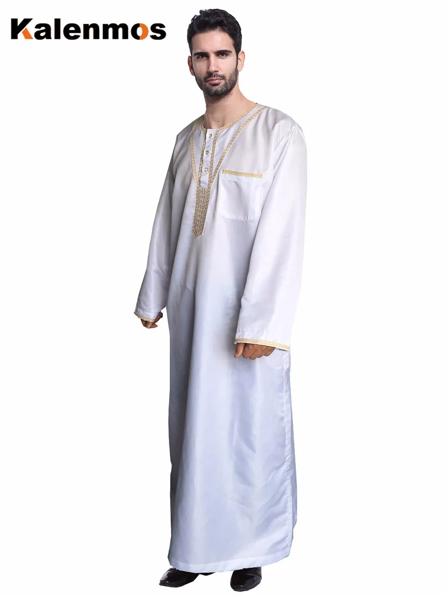 Мусульманский мусульманский ИС одежда мужская Jubba Thobe с круглым вырезом Женская