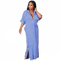 african striped shirt long dresses for women 3xl plus size 2021 africa clothes dress dashiki ladies clothing ankara africa dress