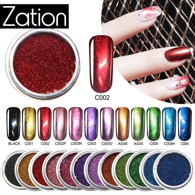 Зеркальный хром с блестками в форме микро голографической пудры для декорирования ногтей лазерной нарезки маникюра Zation.