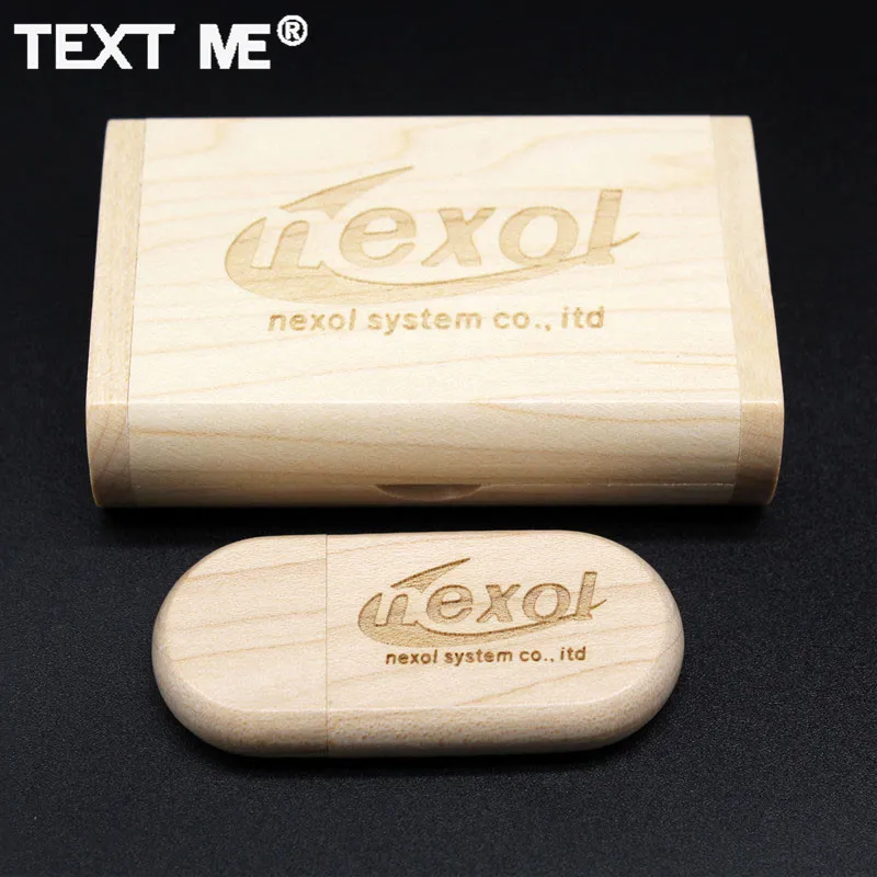 TEXT ME гравировка по дереву клен дерево + коробка логотип печать usb флэш-накопитель